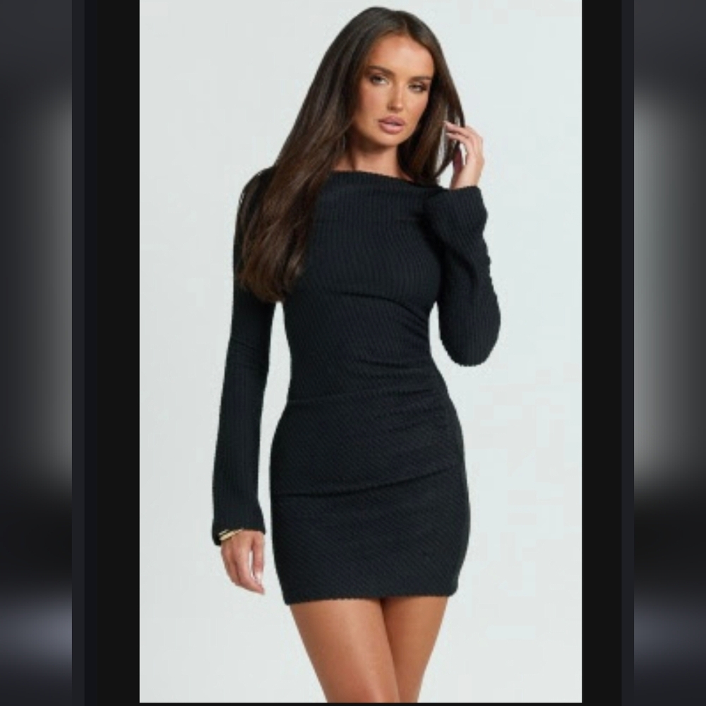 Showpo Black Long Sleeve Bodycon Dress